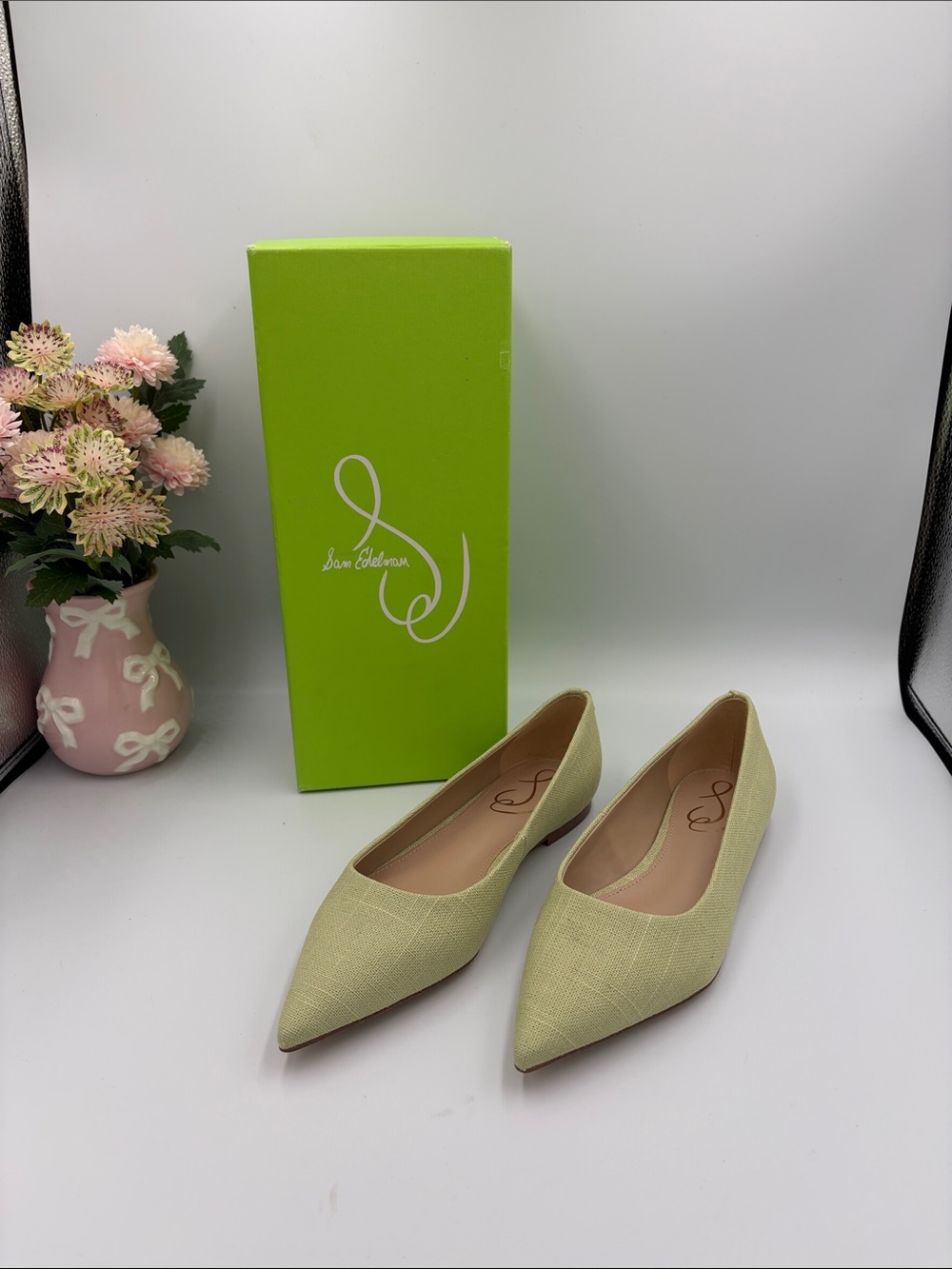 Sam Edelman Pointed Toe Flats in Pale Lime